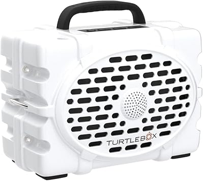 Turtlebox Gen 2: Loud! Outdoor Portable Bluetooth 5.0 Speaker | Rugged, IP67, Waterproof, Impact Resistant & Dustproof (Rich, Full Sound, Plays to 120db, Pair 2X for True L-R Stereo), (White)