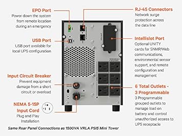Vertiv Liebert PSI5 Lithium-Ion UPS -1500VA/13500W 120V Mini Tower Line Interactive AVR | UPS Lithium Battery Backup | Single Phase (PSI5-1500MT120LI)