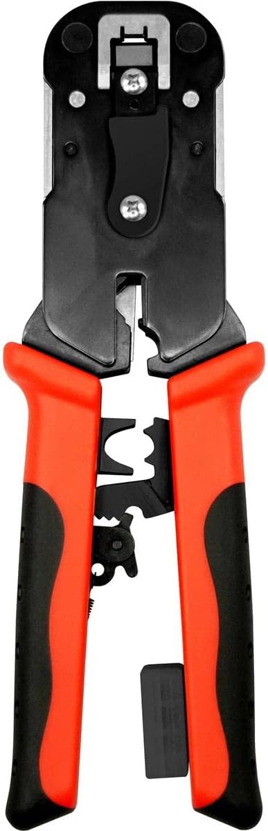 Simply45 ProSeries All-In-One RJ45 Crimp Tool for Pass-Through & Standard WE/SS RJ45 - Includes Tool Lock, Click Socket, Blade Storage, Stripper/Cutter - S45-C101