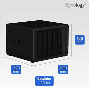 Synology DS1522+ 5-Bay Desktop NAS Solution 5x3,5/2,5" SATA HDD/SSD, 2X M.2 2280 NVMe SSD, 8GB RAM