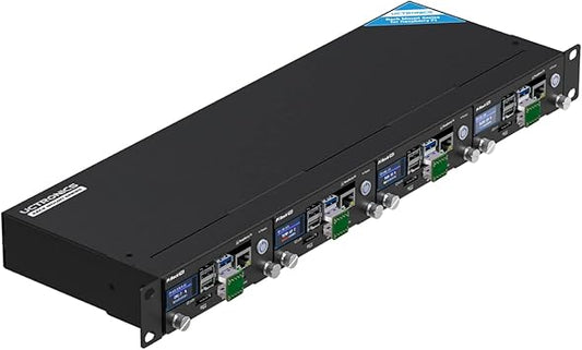 UCTRONICS Pi Rack Pro for Raspberry Pi 4B, 19" 1U Rack Mount, Support for 4 2.5" SSDs, Secure Shutdown, 0.96" Color Display