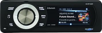 Aquatic AV AQ-MP-5UBT-S Bluetooth, USB, SiriusXM Waterproof Spa Stereo; 3" Colour Screen with Album Artwork Display; Supports Bluetooth, USB, iPod, iPhone, MP3 and AM/FM Radio