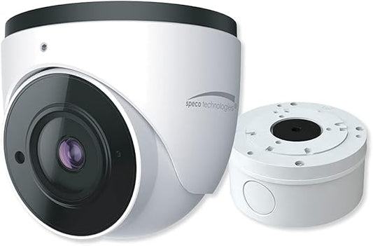 Speco O4VT1 4MP H.265 IP Turret Camera with Analytics and Junction Box, 2.8mm Fixed Lens