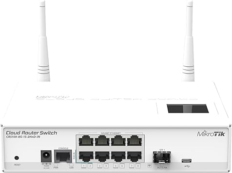 Mikrotik CRS109-8G-1S-2HnD-IN Cloud Router Switch 2.4 GHz Dual Chain with 8X Gigabit Ethernet Ports and 1x SFP Port