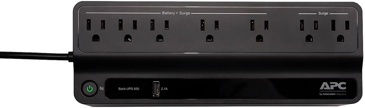 APC Back-UPS 650 Battery Backup and Surge Protector Black (BVN650M1)