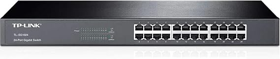 TP-Link 24 Port Gigabit Ethernet Switch Plug and Play Sturdy Metal w/Shielded Ports Rackmount Fanless Limited Lifetime Protection Unmanaged (TL-SG1024)