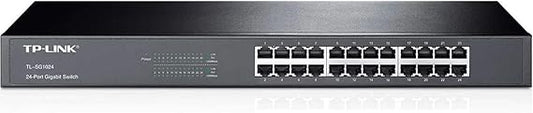 TP-Link 24 Port Gigabit Ethernet Switch Plug and Play Sturdy Metal w/Shielded Ports Rackmount Fanless Limited Lifetime Protection Unmanaged (TL-SG1024)