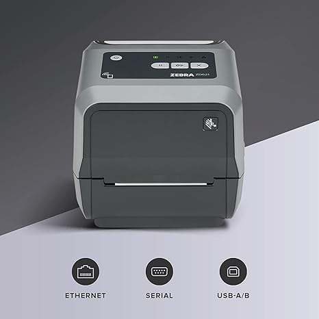 ZEBRA ZD621 Thermal Transfer Desktop Printer 300 dpi Print Width 4 inch USB Serial Ethernet Connectivity ZD6A043-301F00EZ, Requires Thermal Ribbon for Use
