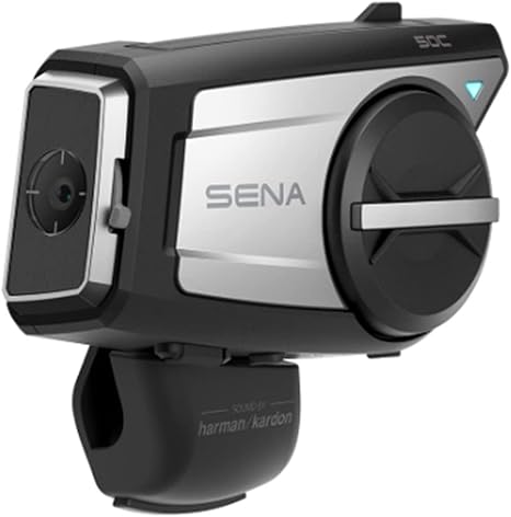 Sena 50C Motorcycle Communication & 4K Camera System with Sound by Harman Kardon Integrated Mesh Communication Headset with Premium Microphone & Speakers