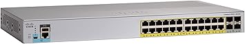Cisco Catalyst 2960L-24TQ-LL Network Switch, 24 Gigabit Ethernet Ports, 4 10G SFP+ Uplink Ports, Fanless Operation, Enhanced Limited (WS-C2960L-24TQ-LL)
