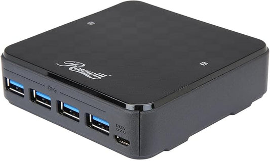 Rosewill USB 3.0 Sharing Switch Box, 4-Port USB 3.0 Hub for 2 Computers, PC Select Controller with 70” Cable, 2 USB 3.0 Cables Included - RCUS-17003