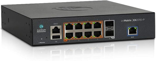 Cambium Networks cnMatrix EX2010-P, Intelligent Ethernet PoE Switch, 8 1G and 2 SFP Fiber Ports (MX-EX2010PxA-U)