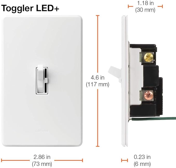 Lutron Toggler LED+ Dimmer Switch for Dimmable LED, Halogen and Incandescent Bulbs, 150 Watt, Single-Pole or 3-Way, TGCL-153P-WH-3, White, 3 Pack