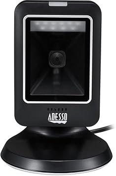 Adesso NuScan 2800U 1D 2D Wired Hands-Free Barcode Scanner Desktop Bar Code Reader Automatic Omnidirectional USB Plug and Play, for Warehouse, Library, Supermarket