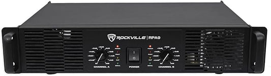 Rockville RPA9 3000 Watt Peak / 1500w RMS 2 Channel Power Amplifier Pro/DJ Amp