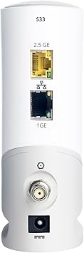 ARRIS (S33) - Cable Modem - Fast DOCSIS 3.1 Multi-Gigabit WiFi for Comcast Xfinity, Cox, Spectrum & More 1 & 2.5 Gbps Ports 2.5 Gbps Max Internet Speeds 4 OFDM Channels 2 Year Warranty