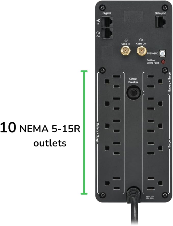 APC by Schneider Electric UPS, 1500VA Sine Wave UPS Battery Backup & Surge Protector, BR1500MS2 Backup Battery with AVR, (2) USB Charger Ports, Back-UPS Pro Uninterruptible Power Supply