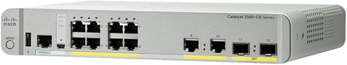Cisco Catalyst 3560CX-8PC-S Network Switch, 8 Gigabit Ethernet (GbE) Ports, 8 PoE+ Outputs, 240W PoE Budget, 2 1G SFP and 2 1G Copper Uplinks, Enhance