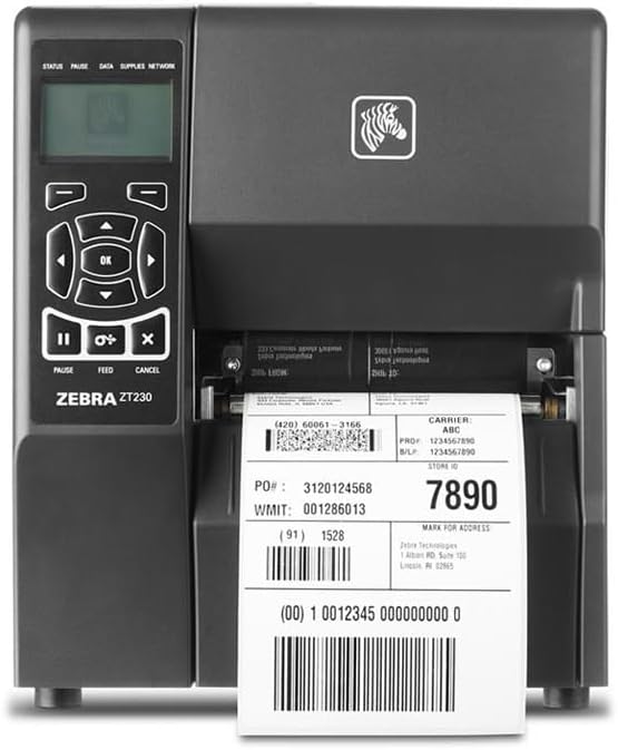 Zebra ZT220 4” Industrial Thermal Transfer Label Printer, 203 dpi Serial, USB, ZPL, EPL, XML Support, US Cord – ZT22042-T01000FZ