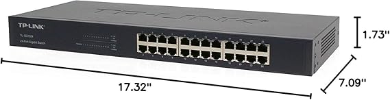 TP-Link 24 Port Gigabit Ethernet Switch Plug and Play Sturdy Metal w/Shielded Ports Rackmount Fanless Limited Lifetime Protection Unmanaged (TL-SG1024)