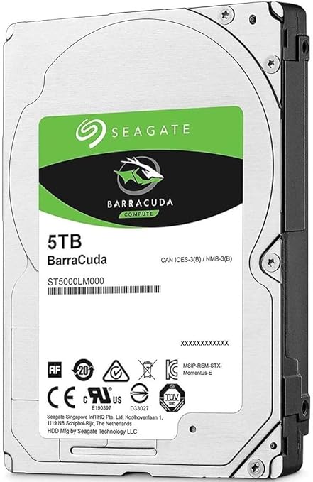 Seagate BarraCuda 5TB Internal Hard Drive HDD – 2.5 Inch SATA 6Gb/s 5400 RPM 128MB Cache for Computer Desktop PC (ST5000LM000)