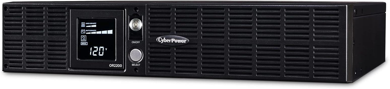 CyberPower OR2200LCDRT2U Smart App LCD UPS System, 2200VA/1320W, 8 Outlets, AVR, 2U Rack/Tower