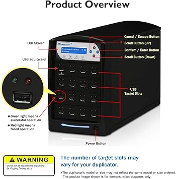 Vinpower Digital Inc. 7-Target Standalone USB Flash Pen Drive Copy Duplicator USBSHARK-7T-BK, Black