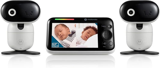 Motorola Baby PIP1610 HD - 5" Motorized Video Baby Monitor w/ 2 Cameras, Wall Mount, 1000ft Range, Two-Way Audio, Room Temperature Monitoring - Private Connection (No Wi-Fi, Does Not Use App)