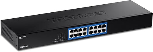 TRENDnet 16-Port Gigabit Switch, TEG-S17, 16 x Gigabit RJ-45 Ports, 32Gbps Switching Capacity, Fanless Design, Metal Enclosure, Internal Power Supply, Lifetime Protection, Black