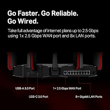 TP-Link AX11000 Tri-Band WiFi 6 Gaming Router (Archer AX11000) - 12-Stream Gigabit Wireless Router, 1.8GHz quad-core CPU, 2.5G Port, 8 Gigabit LAN Ports, MU-MIMO