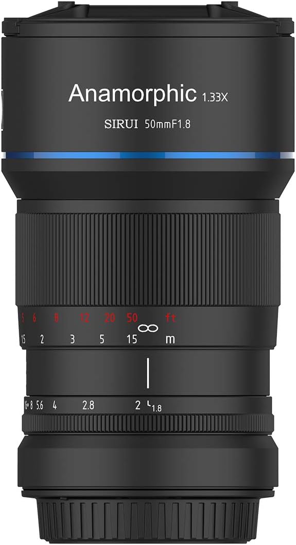 SIRUI 50mm F1.8 1.33X APS-C Anamorphic Lens for E Mount, Blue Flare