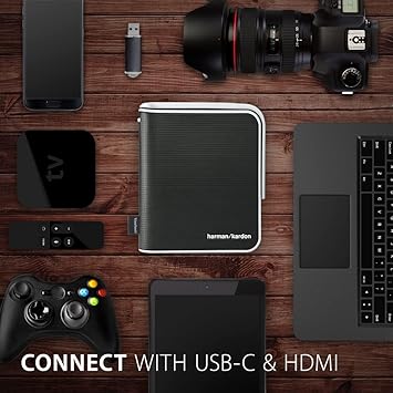 ViewSonic M1 Portable Projector with Auto Keystone Dual Harman Kardon Speakers HDMI USB Type C Auto Keystone Built-in Battery, Stream Netflix with Dongle