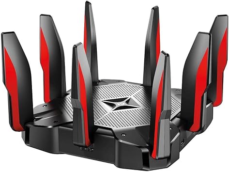TP-Link AC5400 Tri Band Gaming Router - MU-MIMO, 1.8GHz Quad-Core 64-bit CPU, Game First Priority, Link Aggregation, 16GB Storage, Airtime Fairness, Secured WiFi, Works with Alexa (Archer C5400X)