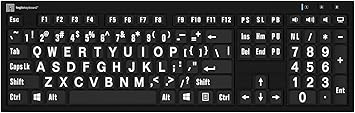 LogicKeyboard XL Print NERO PC Slim Line White on Black Keyboard For The Visually Impaired Plus LogicLight LED Keyboard Light via USB