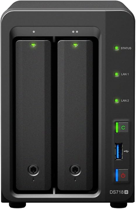 Synology DiskStation DS718+ NAS Server for Business with Intel Celeron CPU, 6GB Memory, 2TB SSD Storage, DSM Operating System