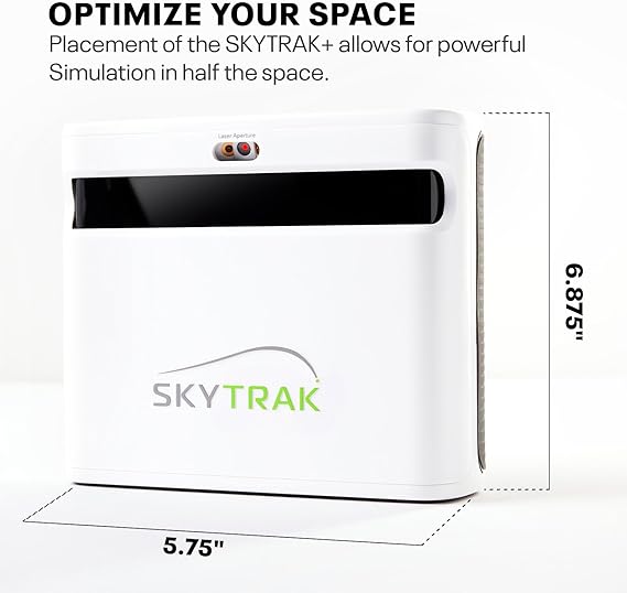 SkyTrak+ Launch Monitor and Golf Simulator - Tour-Level Golf Analysis with Dual Doppler Radar, Enhanced Camera, 100K+ Courses, Real-time Gameplay Simulation, Wi-Fi, USB-C Charging
