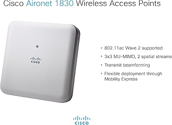 Cisco Aironet 1832I-B-K9 Wi-Fi Access Point, 802.11ac Wave 2, with Internal Antenna (AIR-AP1832I-B-K9)