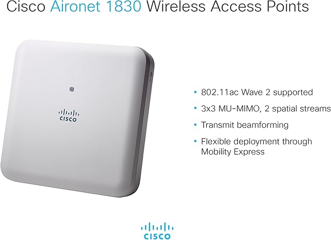 Cisco Aironet 1832I-B-K9 Wi-Fi Access Point, 802.11ac Wave 2, with Internal Antenna (AIR-AP1832I-B-K9)