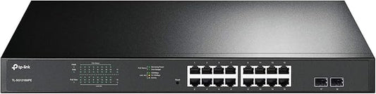 TP-Link TL-SG1218MPE | 16 Port Gigabit PoE Switch | Easy Smart Managed | 16 PoE+ Ports @250W, 2 Non-PoE Ports, 2 Combo SFP Slots | QoS, Vlan, IGMP & LAG | Limited Lifetime Protection | Port Priority