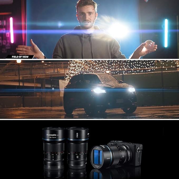 SIRUI 50mm F1.8 1.33X APS-C Anamorphic Lens for E Mount, Blue Flare