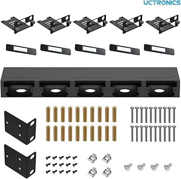 UCTRONICS for Raspberry Pi Rackmount Complete Enclosure 2.0 with PoE Functionality, Front Removable 19" 1U Rack Mount with Captive Screws, Supports Up to 5 RPis, Compatible with Raspberry Pi 4B, 3B+