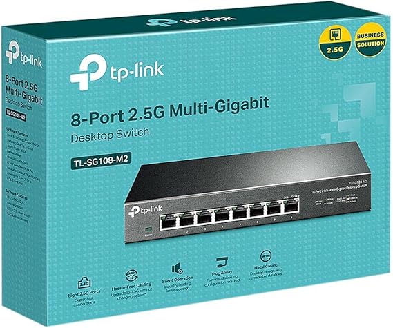 TP-Link TL-SG108-M2 | 8 Port Multi-Gigabit Unmanaged Network Switch, Ethernet Splitter | 2.5G Bandwidth | Plug & Play | Desktop/Wall-Mount | Fanless Metal Design | Limited Lifetime Protection