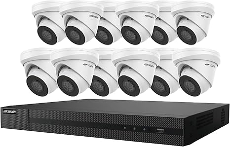 Hikvision EKI-K164T412 16CH 8MP 4K NVR with 4TB HDD & 12 4MP 2.8mm IP67 IK10 H.265+ Night Vision Turret Security Cameras Kit