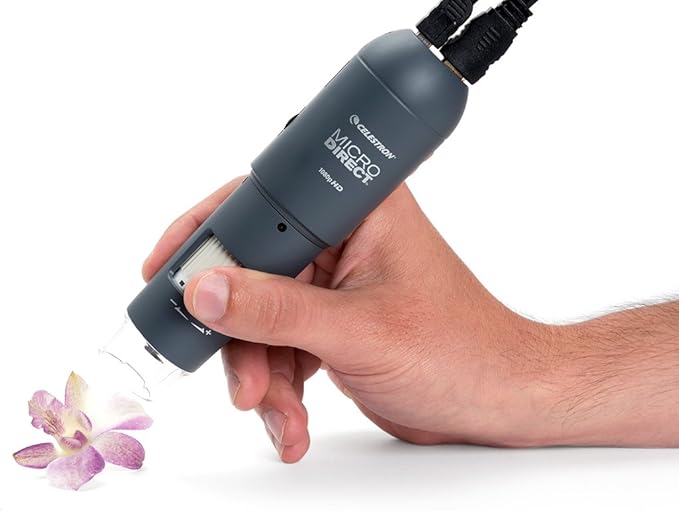 Celestron MicroDirect 1080p HD Handheld Digital Micro Viewing Digital Microscope, Grey (44316)