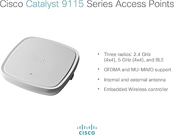 Cisco Catalyst C9115I 802.11ax 5.38 Gbit/s Wireless Access Point - 2.40 GHz, 5 GHz - MIMO Technology - Beamforming Technology - 1 x Network (RJ-45) - USB