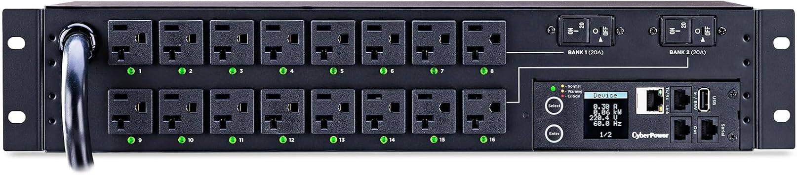 CyberPower PDU41003 Switched PDU, 120V/30A, 16 Outlets, 2U Rackmount