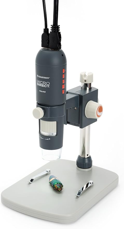 Celestron MicroDirect 1080p HD Handheld Digital Micro Viewing Digital Microscope, Grey (44316)