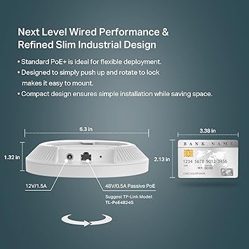 TP-Link Omada Business WiFi 6 AX3000 Ceiling Mount Access Point (EAP650) - Support Omada Mesh, OFDMA, Seamless Roaming, HE160 & MU-MIMO, SDN Integrated, Cloud Access & Omada App, PoE+ Powered, White