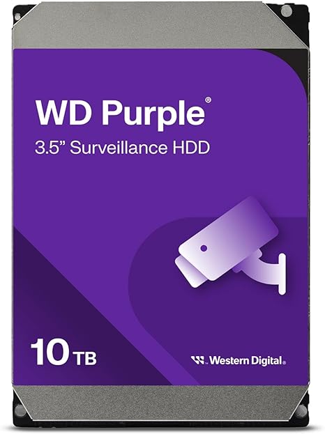 Western Digital 10TB WD Purple Surveillance Internal Hard Drive HDD - SATA 6 Gb/s, 256 MB Cache, 3.5" - WD102PURZ