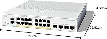 Cisco Catalyst 1300-16P-4X Managed Switch, 16 Port GE, PoE, 4x10GE SFP+, Limited Lifetime Protection (C1300-16P-4X)